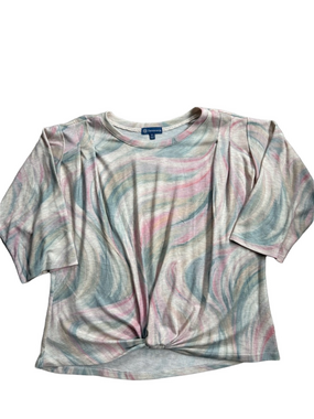 Democracy teal/pink swirl pattern knit top sz XL